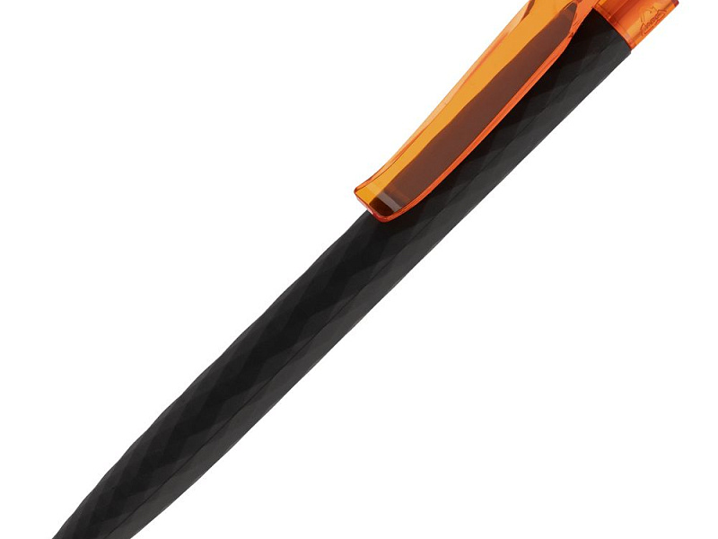 Ручка шариковая Prodir QS01 PRT-T Soft Touch, черная с оранжевым