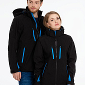 Куртка софтшелл женская Patrol, черная с синим