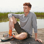 Рубашка поло унисекс с длинным рукавом Planet LSL, серый меланж