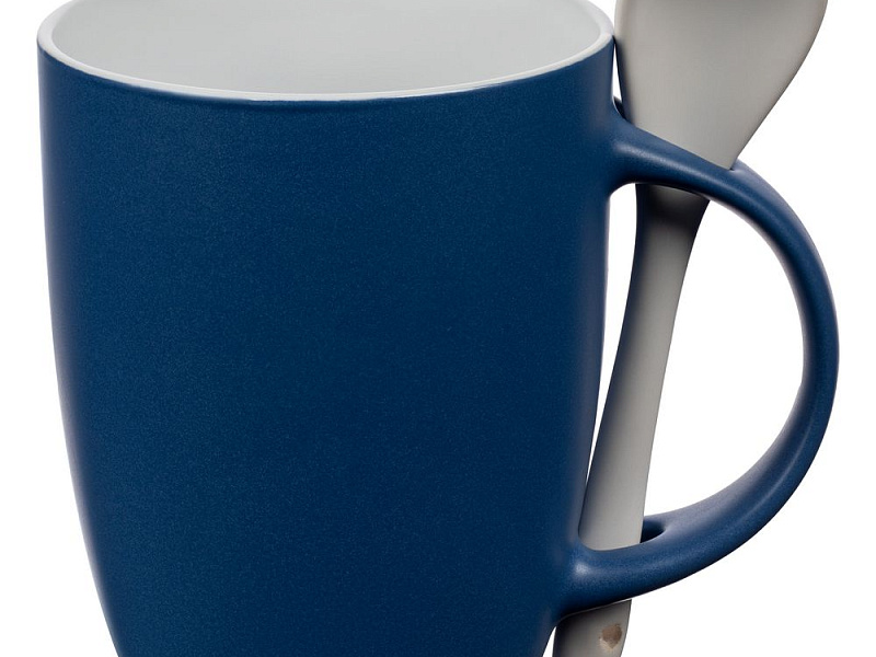 Кружка с ложкой Cheer Up, ver.2, синяя