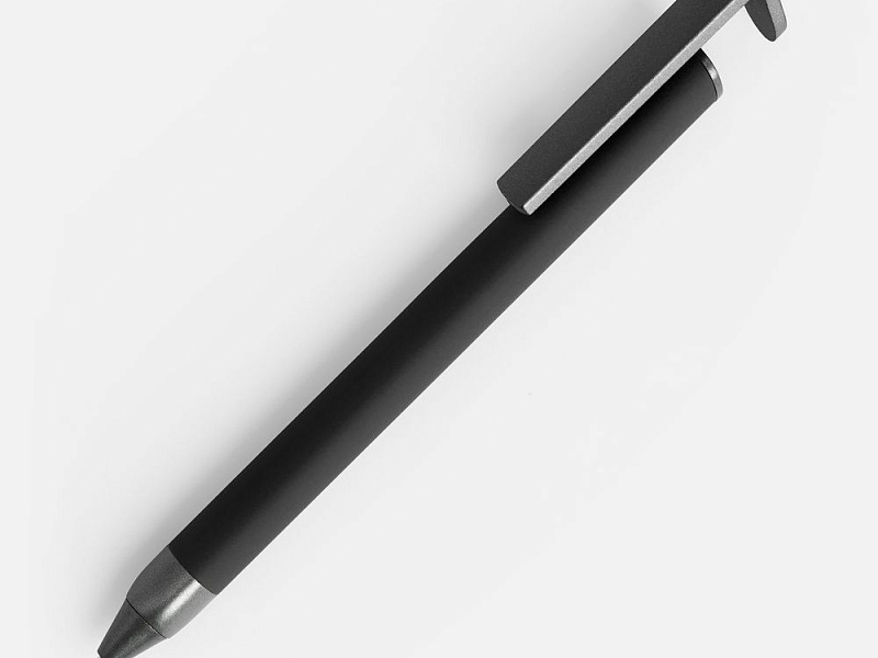 Ручка шариковая Standic с подставкой для телефона, черная