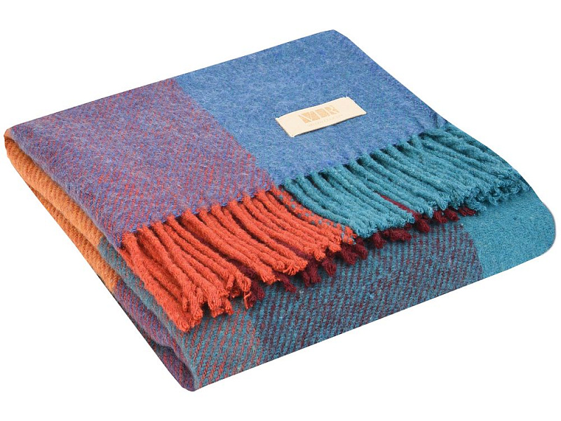 Плед Mumbai, голубой с оранжевым