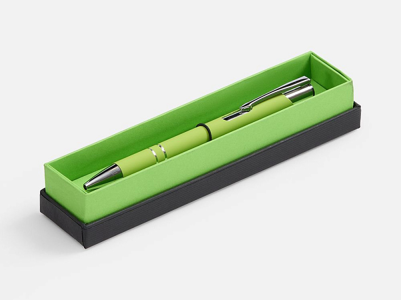 Ручка шариковая Keskus Soft Touch в футляре, зеленое яблоко