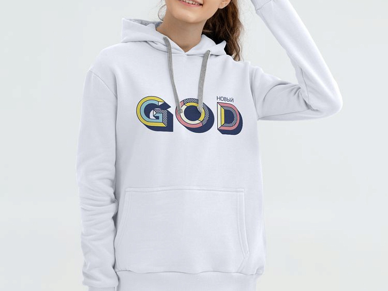 Толстовка с капюшоном «Новый GOD», белая