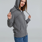 Толстовка на молнии с капюшоном унисекс King, темно-серый меланж