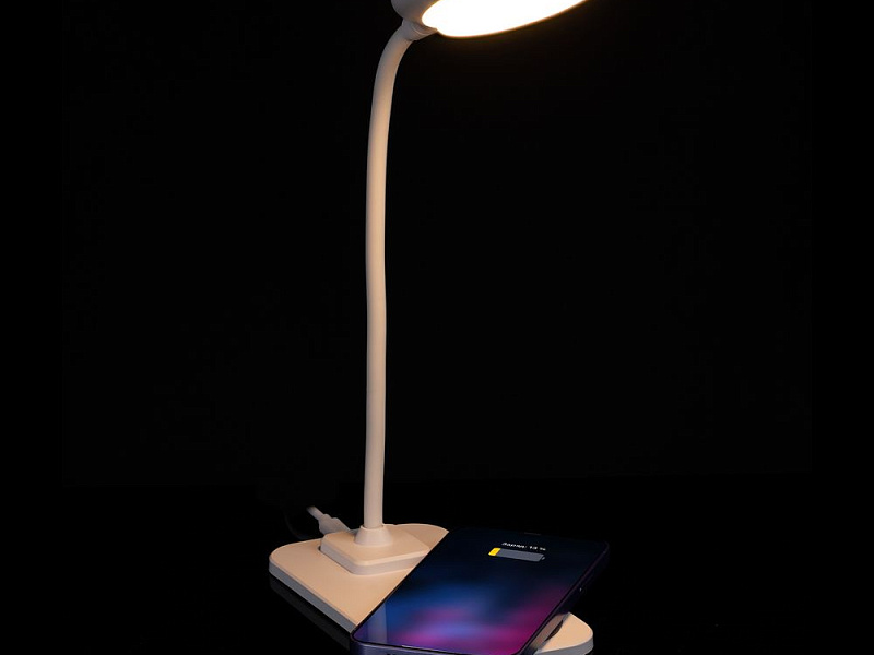 Настольная лампа с беспроводной зарядкой Modicum, белая