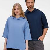 Футболка оверсайз унисекс с капюшоном Neofit, темно-синяя