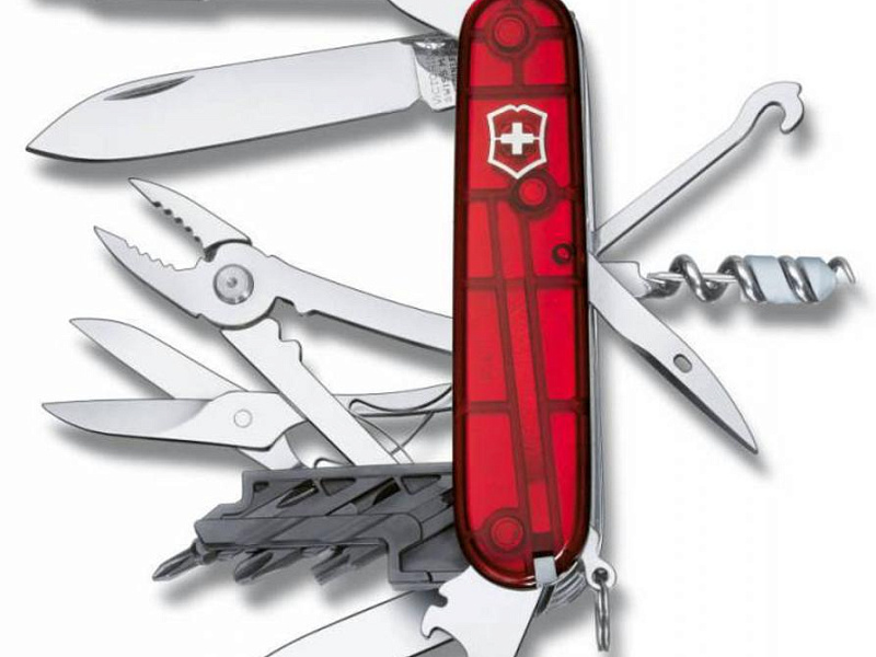 Офицерский нож CyberTool L, прозрачный красный