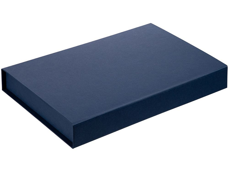 Коробка Silk с ложементом под ежедневник 10x16 см, аккумулятор и ручку, синяя