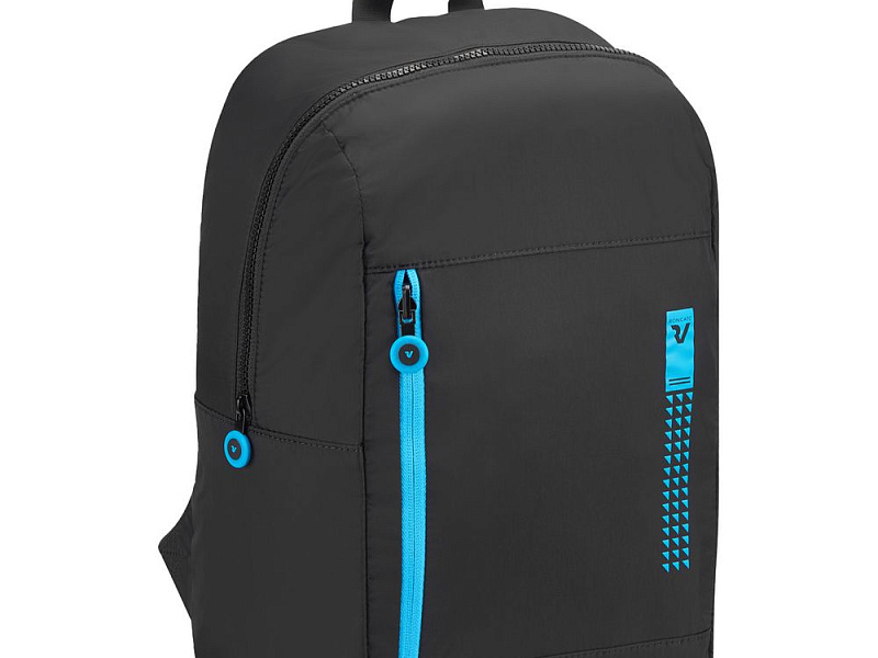Складной рюкзак Compact Neon, черный с голубым