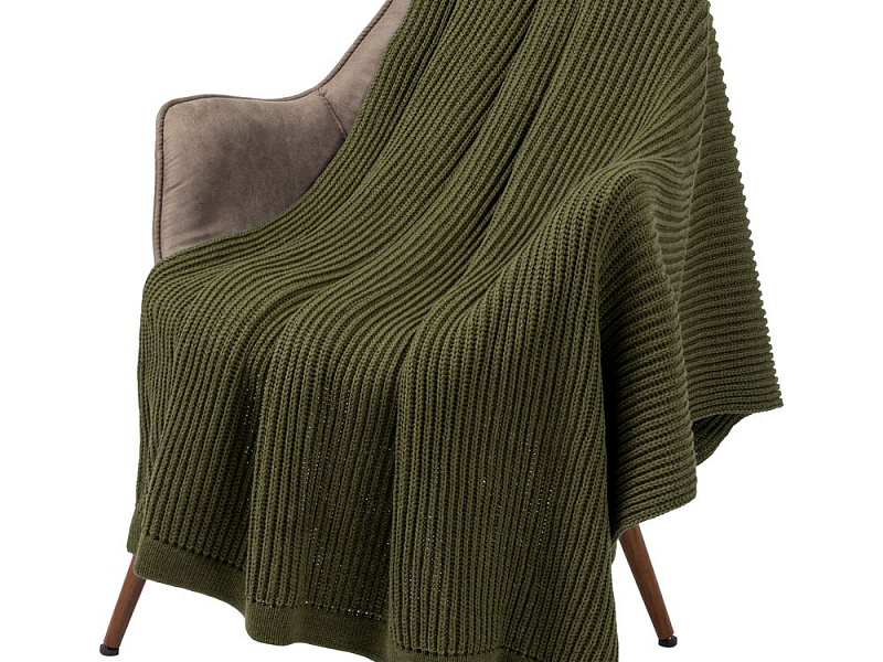 Плед Shirr, зеленый (оливковый)