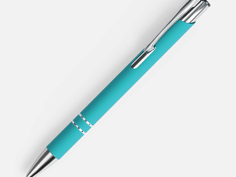 Ручка шариковая Keskus Soft Touch, бирюзовая