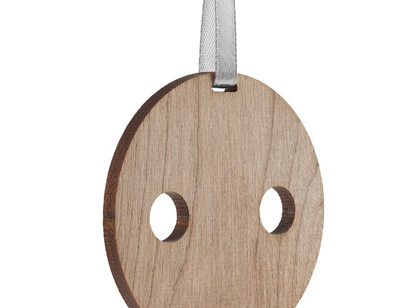 Деревянная подвеска Carving, в форме пуговицы Санты