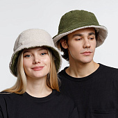 Панама Bucket двусторонняя утепленная, хаки с бежевым