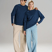 Футболка оверсайз с двойным рукавом Kosmos, темно-синяя