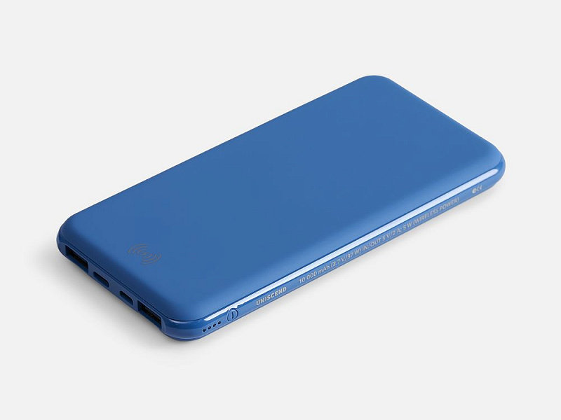 Аккумулятор с беспроводной зарядкой All Day Wireless 10000 мАч, синий