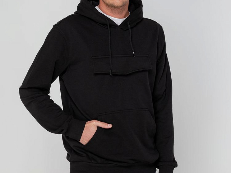 Худи унисекс с карманом на груди Chest Pocket, черное