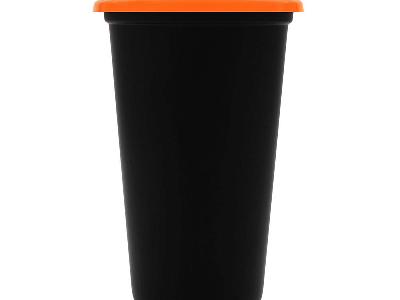 Стакан с крышкой Color Cap Black, черный с оранжевым