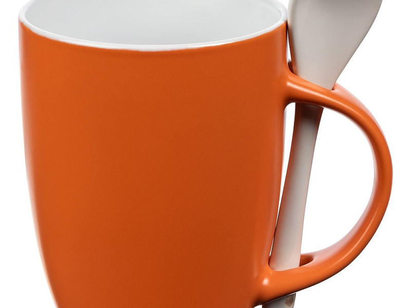 Кружка с ложкой Cheer Up, ver.2, оранжевая