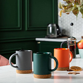 Кружка с пробковой подставкой Corky, оранжевая