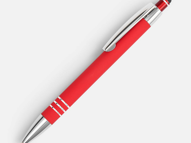 Ручка шариковая Sansen Soft Touch со стилусом, красная