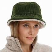 Панама Bucket двусторонняя утепленная, хаки с бежевым