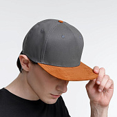 Бейсболка Foreside с прямым козырьком, серая с коричневым