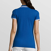 Рубашка поло женская Pasadena Women 200 с контрастной отделкой, ярко-синяя с белым
