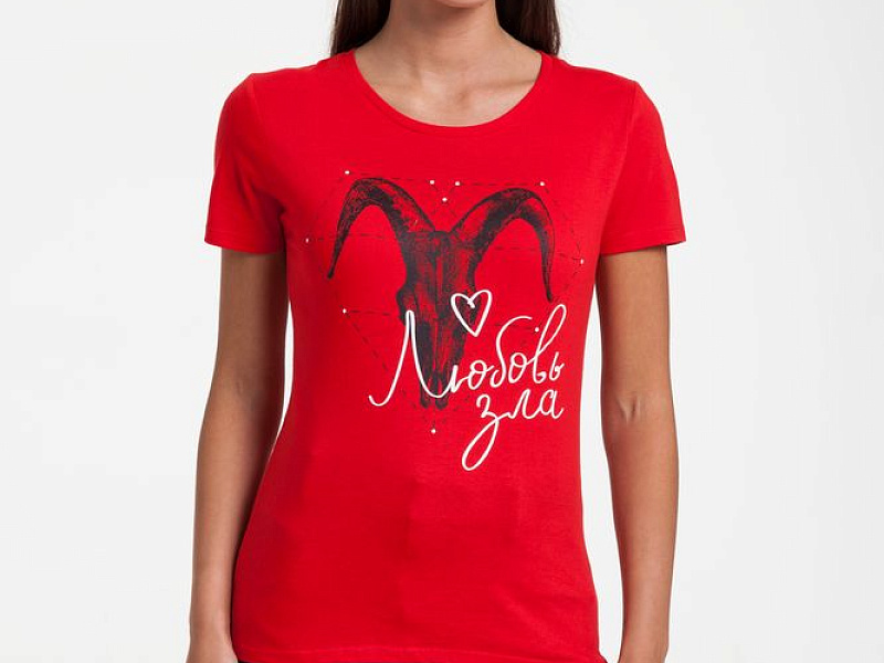 Футболка женская «Любовь зла», красная