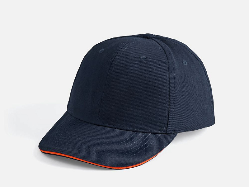 Бейсболка Buffalo, темно-синяя с неоново-оранжевым