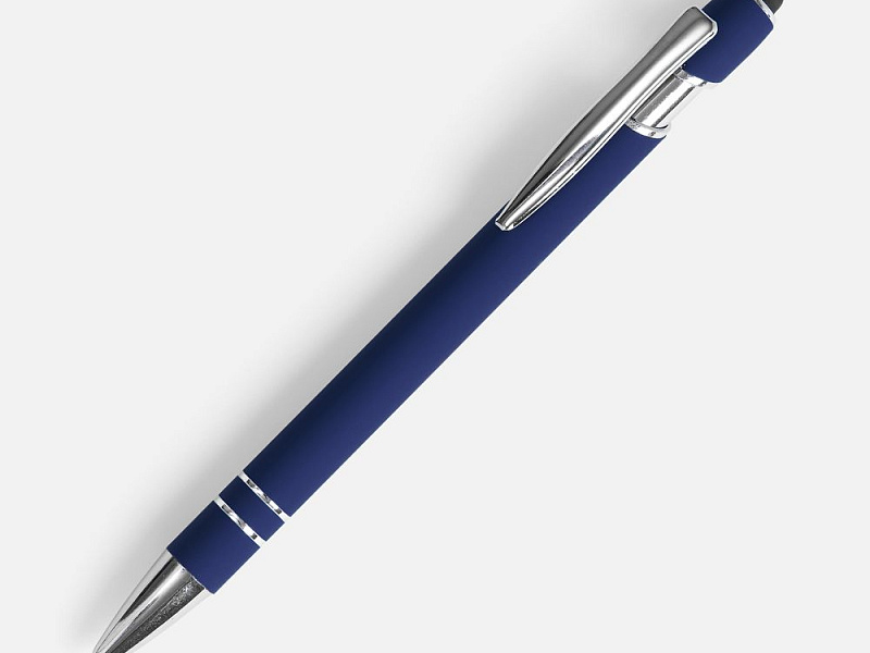 Ручка шариковая Pointer Soft Touch со стилусом, темно-синяя