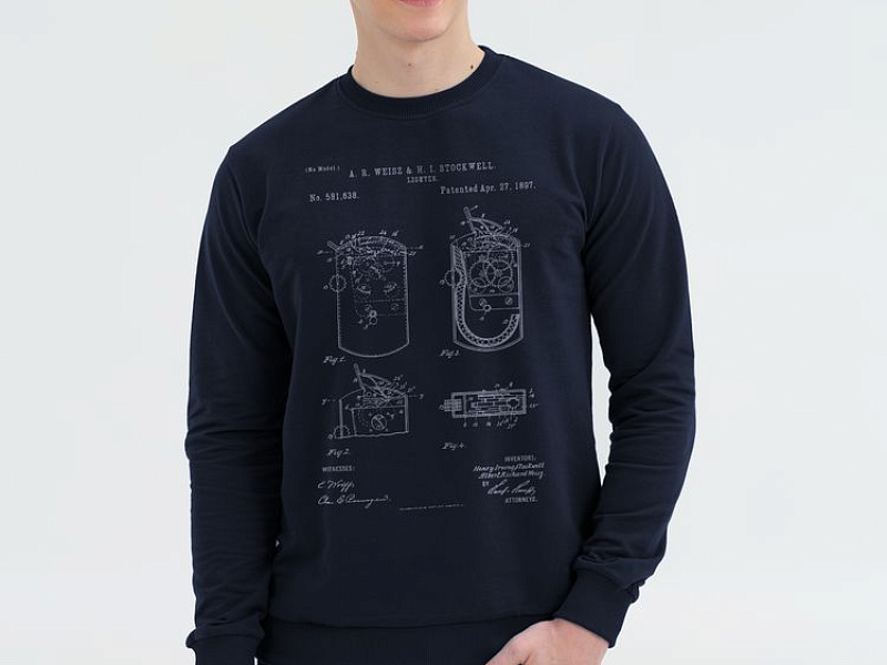 Свитшот Old Patents. Lighter, темно-синий