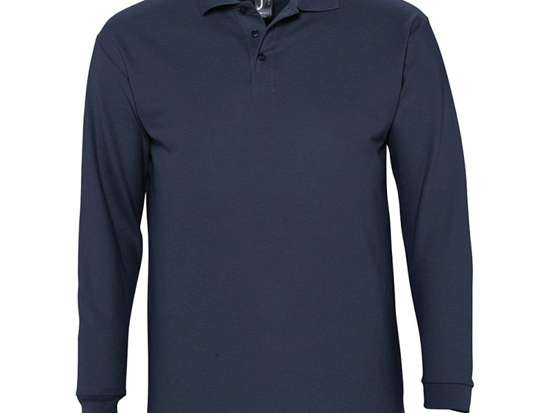 Рубашка поло мужская с длинным рукавом Winter II 210 темно-синяя
