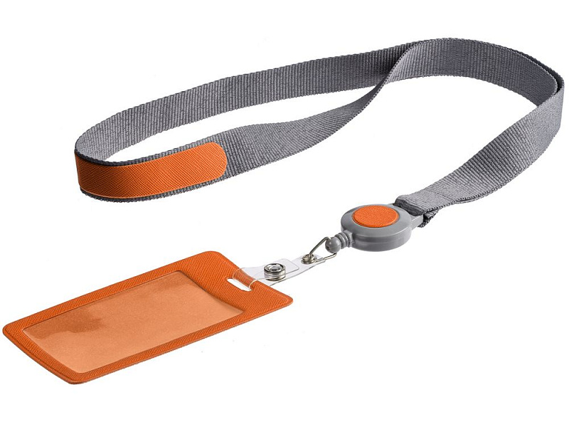 Чехол для пропуска с лентой и ретрактором Devon, оранжевый