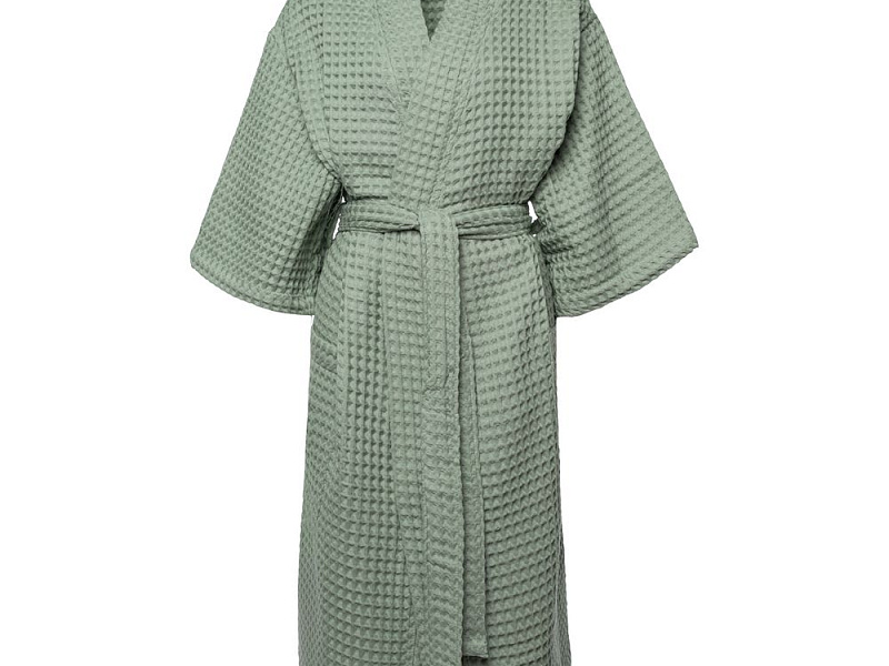 Халат вафельный женский Boho Kimono, зеленая мята