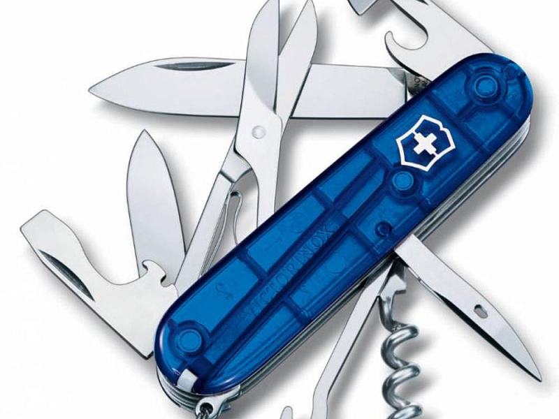 Офицерский нож Climber 91, прозрачный синий