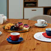 Чайная пара Cozy Morning, серая с красным