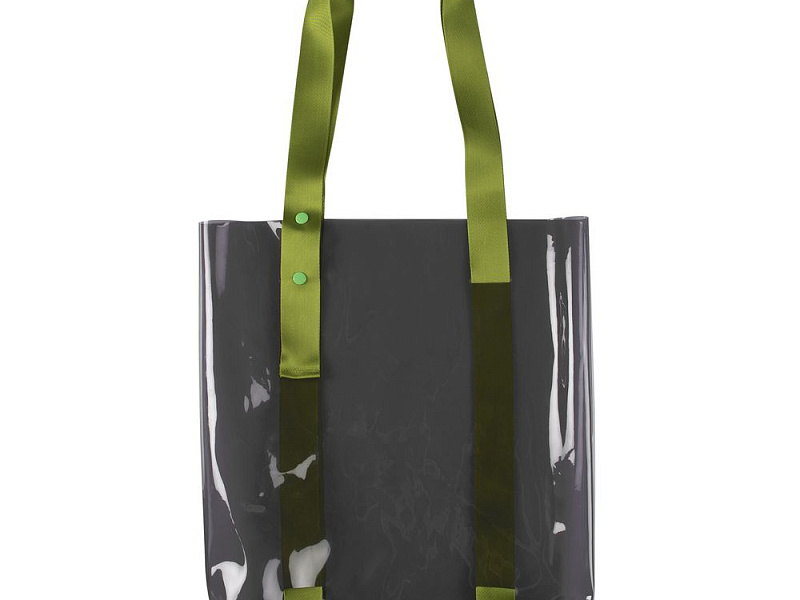 Шопер Clear Fest, прозрачный серый с зелеными ручками
