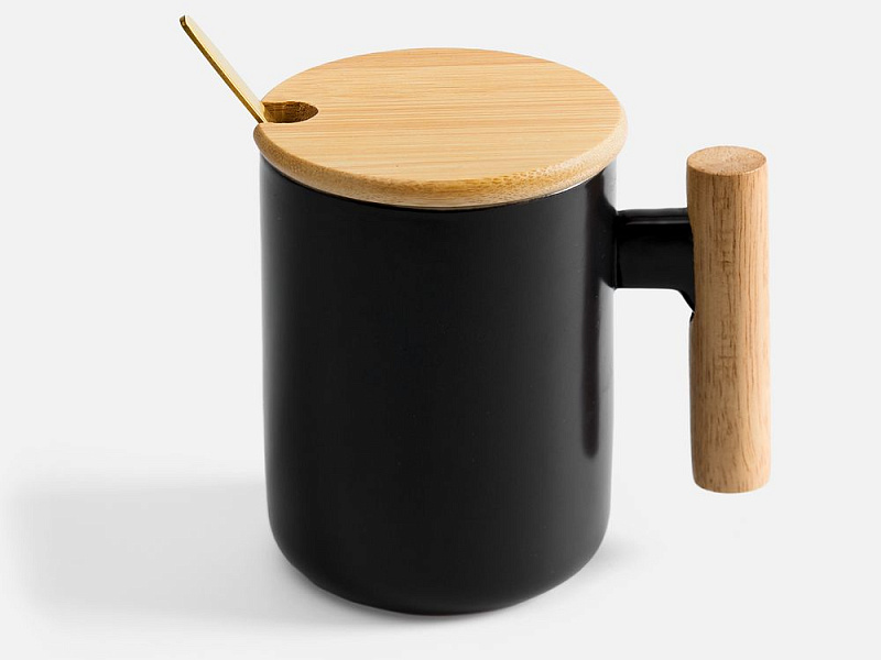 Кружка с ложкой Eco Fusion, черная