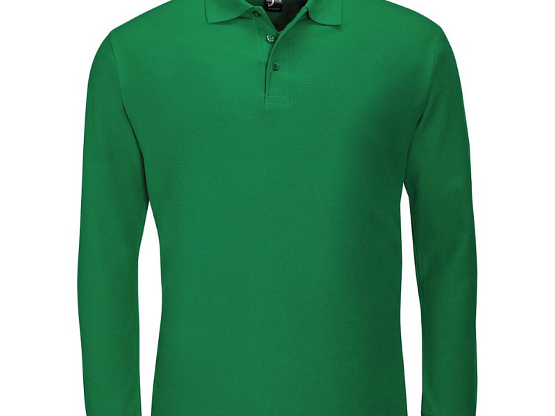 Рубашка поло мужская с длинным рукавом Winter II 210 ярко-зеленая