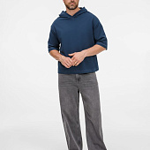 Футболка оверсайз унисекс с капюшоном Neofit, темно-синяя