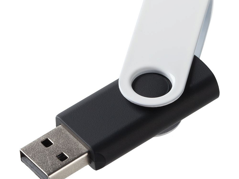 Флешка Twist Color, черная с белым, 16 Гб