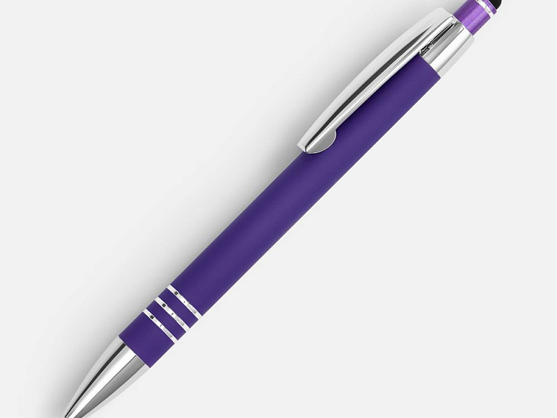 Ручка шариковая Sansen Soft Touch со стилусом, фиолетовая