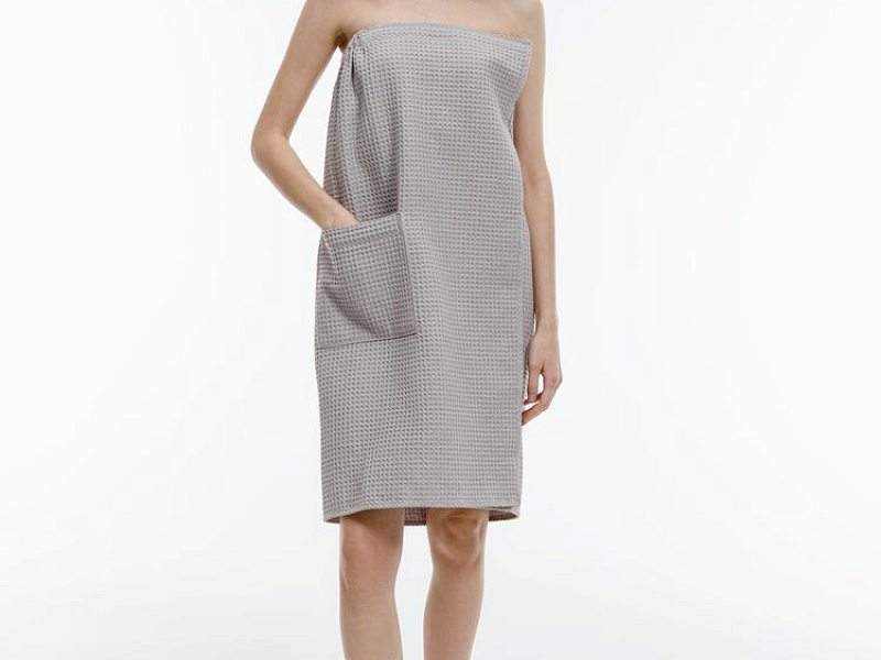 Килт вафельный женский Onsen, светло-серый, единый размер