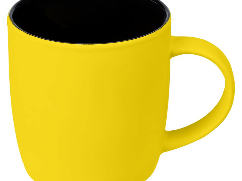 Кружка Surprise Touch Black с покрытием софт-тач, желтая