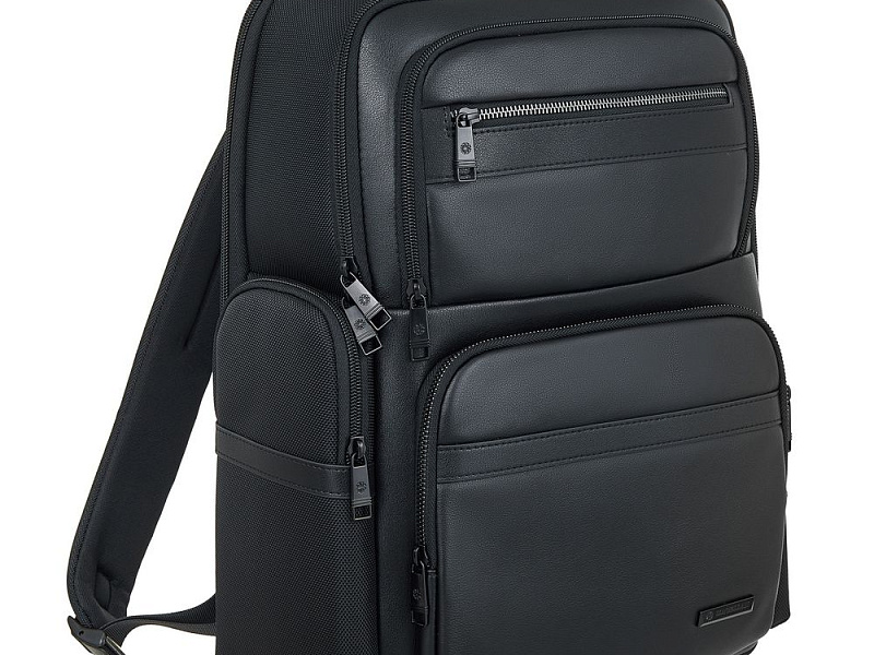 Рюкзак для ноутбука Santiago с кожаной отделкой, черный