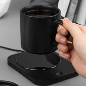 Кружка с подогревом и беспроводной зарядкой dualBase plus, черная