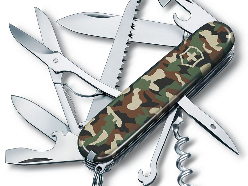 Нож перочинный Huntsman 91, зеленый камуфляж