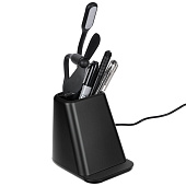 Настольный органайзер с зарядкой, лампой, вентилятором и подсветкой логотипа powerTower, черный