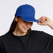 Бейсболка Classic, ярко-синяя с белым кантом